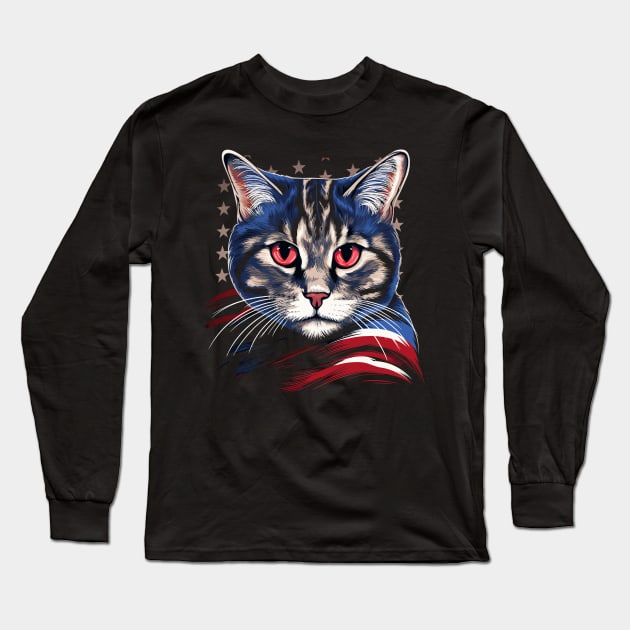 Patriotic American Shorthair Long Sleeve T-Shirt by JH Mart